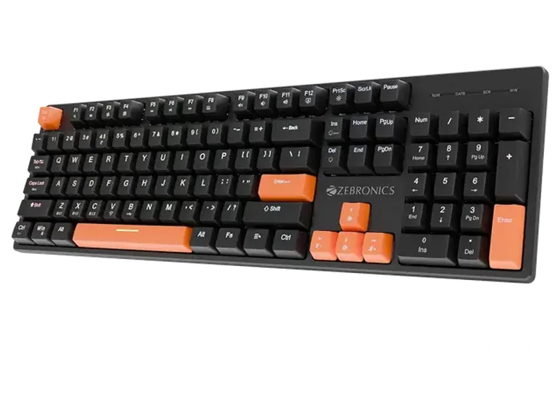 Zebronics Max Ninja 104W 100% Mechanical Keyboard, Tri-Mode Type-C Rechargeable, N-Key Rollover, Linear Red Switches, 1000Hz Polling Rate, 104 Keys, Advanced Windows Software, Win & Mac Support