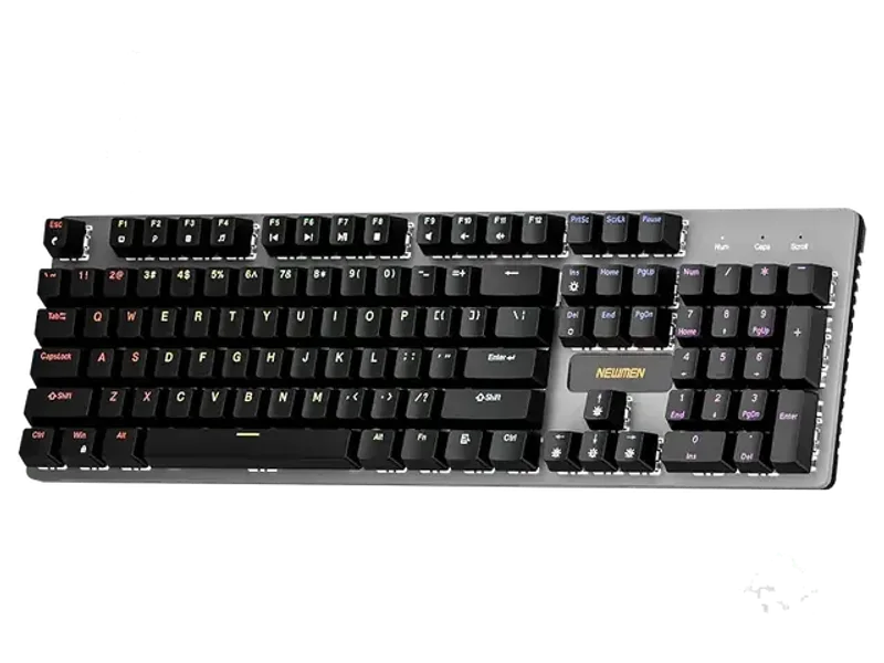Newmen GM325Pro Mechanical Keyboard, 104 Keys, Rainbow LED Backlit Hot-Swap, Metal Panel, ABS Black Keycaps, Linear Red Switches, Wired Gaming, USB-C