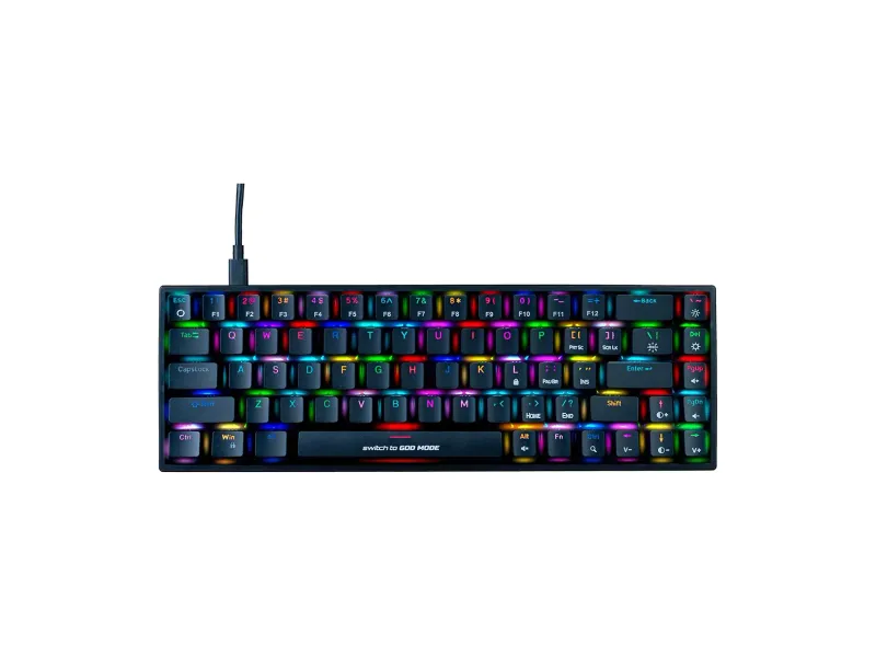 Cosmic Byte CB-GK-31 Artemis 68Key Per Key RGB Wired Mechanical Keyboard, Upgraded with Swappable Outemu Red Switches and Software (Black)