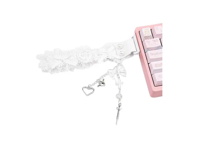 Custom keyboard strap, cute lace straps on back with charm compatible with all ATK68 mechanical keyboards, keyboard made with 68 keyboards