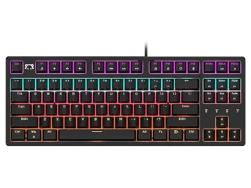 STK130 USB Wired Mechanical Keyboard Mixed Light Keyboard 87 Keys Gaming Office Keyboard Ergonomic Design Black (Red Switch)