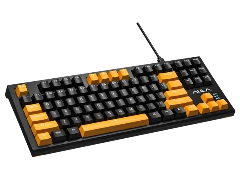 AULA F3032 WIRED RGB BACKLIGHT MECHANICAL GAMING KEYBOARD | 87 KEYS COMPACT, UNIQUE 11 SIDE LIGHT, 60 MILLION KEYSTROKE, DETACHABLE WIRED COMPUTER KEYBOARDS FOR WINDOWS PC | ORANGE + BLACK, RED SWITCH