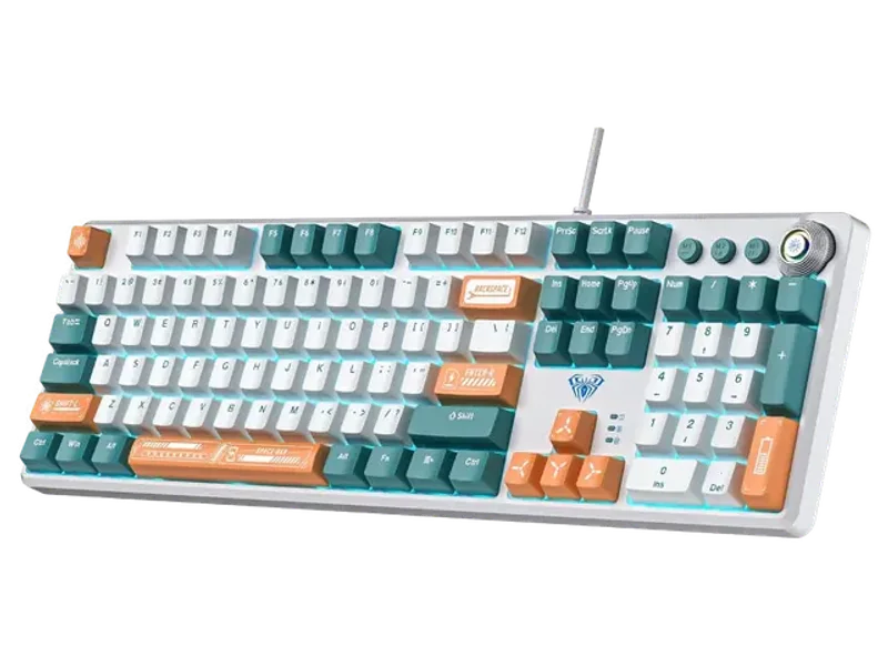 AULA F2088 Pro Full Size Wired Mechanical Gaming Keyboard ( White ) ( Blue Switch ) ( F2088Pro WOB )