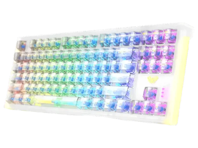 AULA F2183 TKL RGB Wireless Bluetooth Mechanical Gaming Keyboard ( White ) ( Clicky Blue Switch ) (‎F2183)