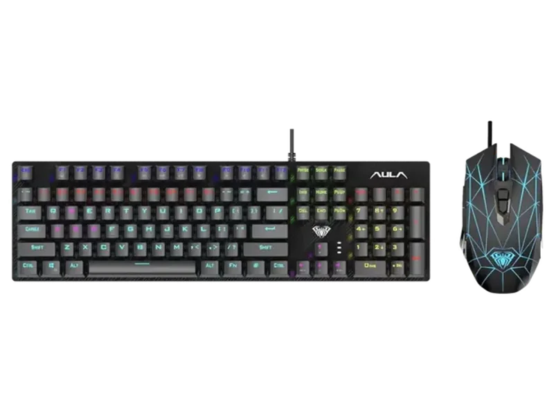 AULA T640 Full Size Wired Mechanical Gaming Keyboard And Mouse Combo ( Black )