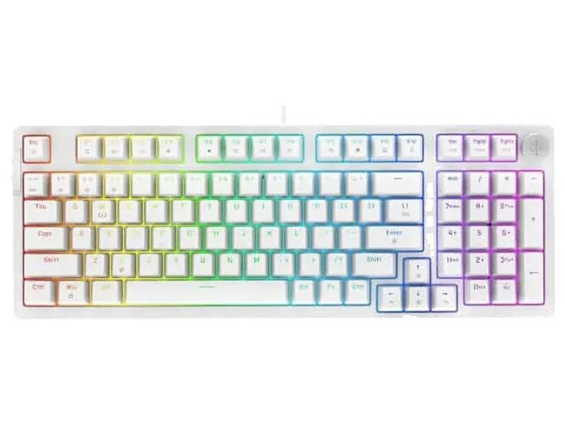 Cosmic Byte CB-GK-41 Phantom Gasket Mechanical RGB Wired Keyboard, Pre-Lubed Outemu Red Switches, 1000Hz Polling, Software, Per-Key RGB, Swappable Switches, Volume Roller, USB C Port (White)