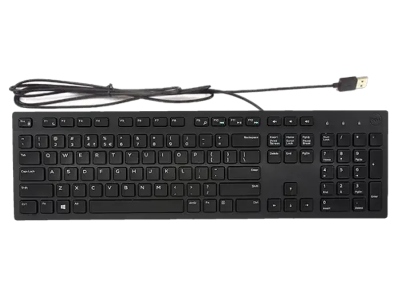 DELL KB216 Multimedia Keyboard with USB Interface, Plunger Keys Technology & Chiclet Wired USB Standard Desktop Keyboard Compatible with Desktop, Laptop with Low-Profile Chiclet Keys, Plunger Keys Technology, Dedicated Multimedia Hotkeys, Spill-Resistant Design, 1.8m Cable