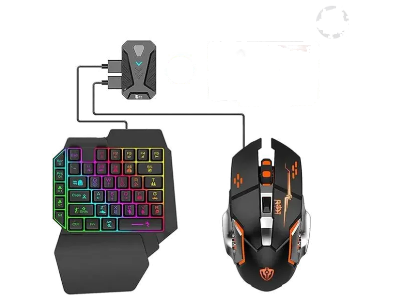 Extreme One Hand Non Mechanical Gaming Keyboard and Backlit Mouse Combo Wireless Handheld Gaming Keyboard Compatible with Desktop, Laptop, Mac