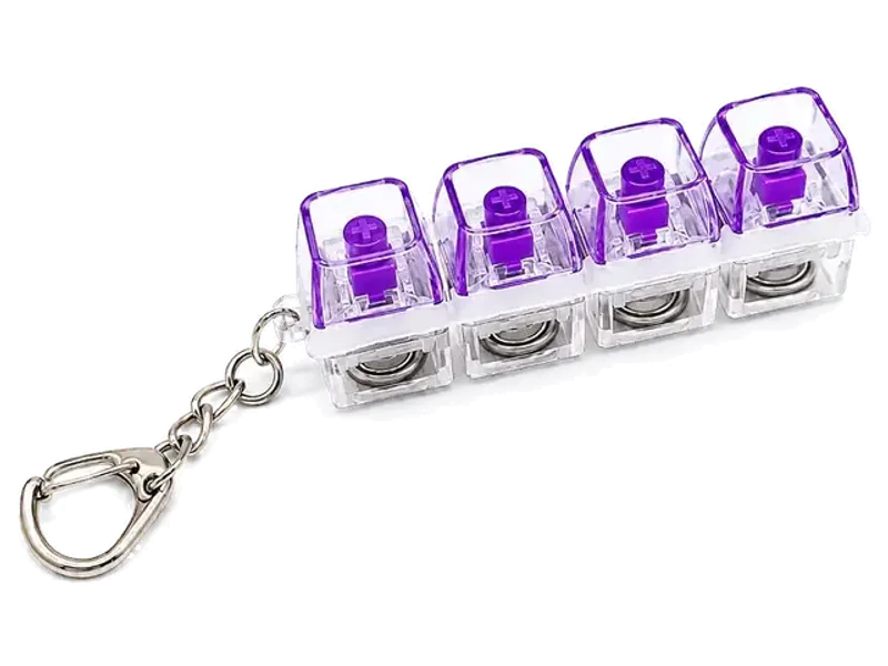 Fashion fusion Mechanical Switch Fidget Keychain with LED Light, 4-Key Clicky Keyboard Fidget Toy, Stress Relief Finger Clicker, Portable Keyring Gadget for Adults, Office, Gaming & Travel