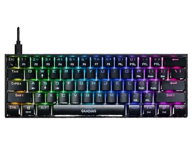 GAMDIAS Hermes E3 60% Semi Mechanical Wired Gaming Keyboard ( Black ) ( Red Switches )