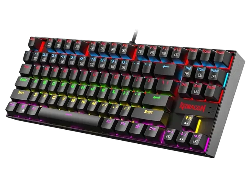 Redragon Kumara K552 Rainbow LED Backlit TKL Ten Key-Less Mechanical Wired Gaming Keyboard Without Numlock Keys (Black)