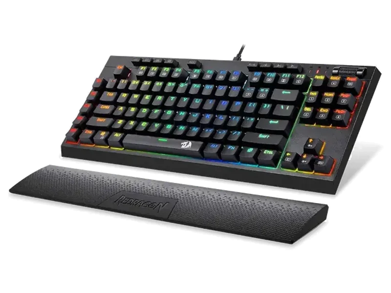 Redragon K588 RGB Backlit Mechanical Gaming Keyboard with Programmable Keys Macro Recording Optical Blue Switches Tenkeyless with Detachable Palm Rest & USB-C USB for Windows PC
