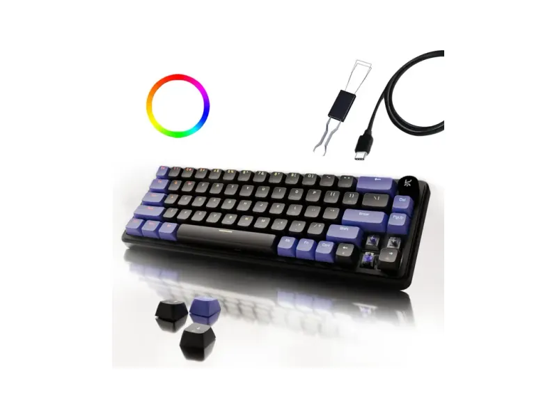 Kreo Hive 65% Compact Mechanical Gaming Keyboard Wired, Rgb & Multi OS Customizable Wired USB Laptop-size Gaming Keyboard Compatible with Desktop, Laptop, Mac with Backlit LED Illumination