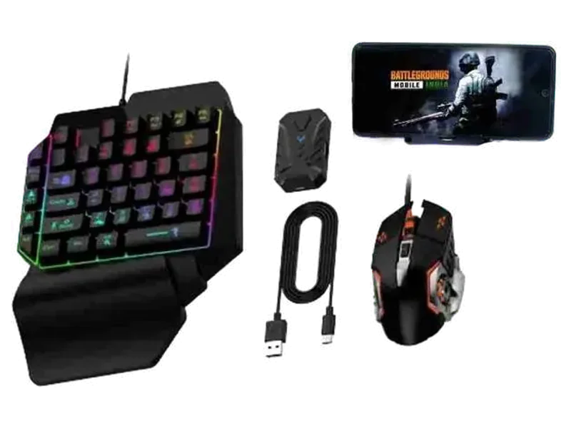 Confiavel GAMING KEYBOARD AND MOUSE FOR FREEFIRE , FREE FIRE MAX Bluetooth Handheld Gaming Keyboard Compatible with Desktop, Laptop, Mac