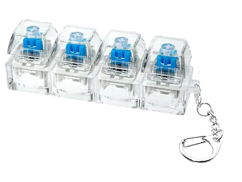 Mechanical Keyboard Clicker Keychain/Fidget Toy / 4-Key Clear Acrylic Switch Tester Pocket Sensory Toy/Unique Tech Gift for PC Gamers & Nerds