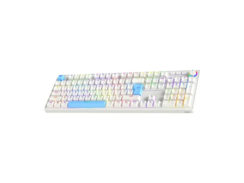 FINGERS Macho-MK1 Wired Mechanical Gaming Keyboard, White + Blue