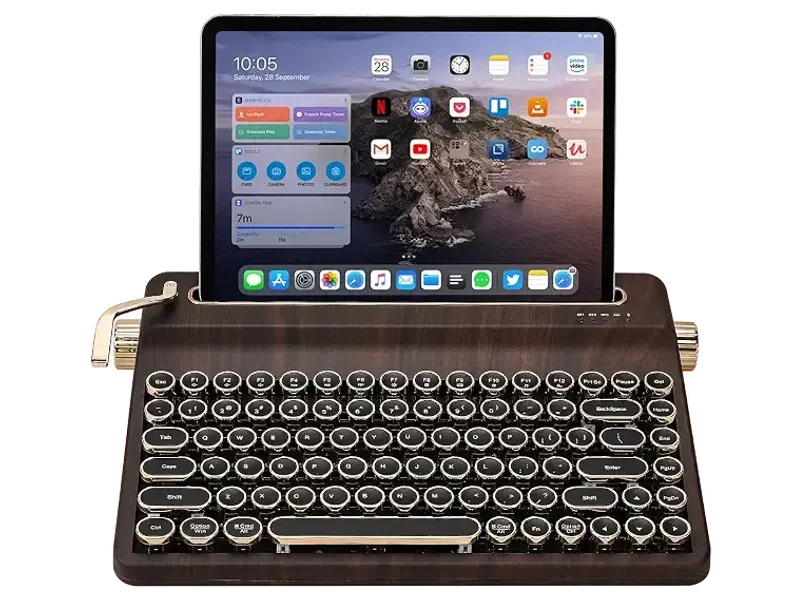 YUNZII QL75 Retro Typewriter Hot Swap RGB Keyboard(Wood, Cocoa V2)