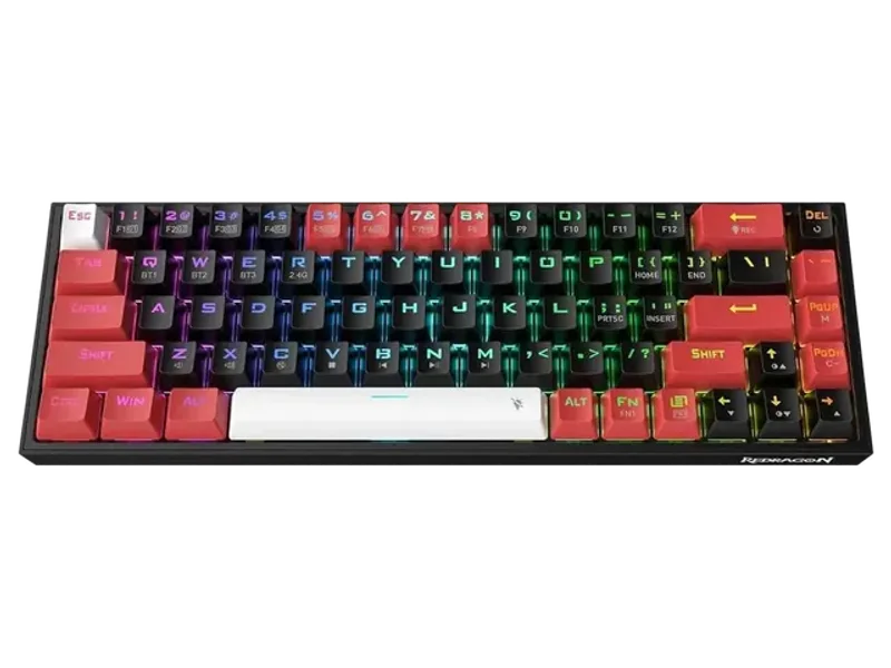 Redragon K631 PRO 65% 3-Mode Wireless RGB Gaming Keyboard, 68 Keys Hot-Swappable Compact Mechanical Keyboard PCB Socket & Dedicated Arrow Keys, Quiet Red Linear Switch