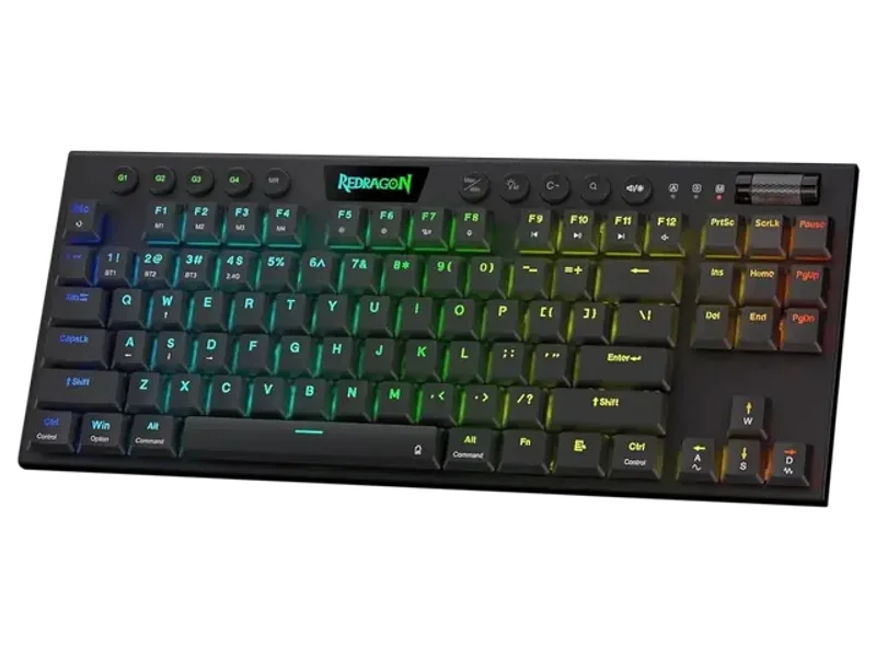 Redragon K621 Horus TKL RGB Mechanical Keyboard, 5.0 BT/2.4 Ghz/Wired Three Modes 80% Ultra-Thin Low Profile & Linear Red Switches, Black