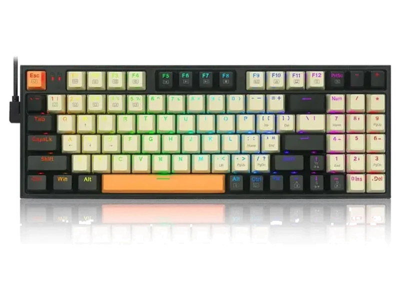 REDRAGON Kitava K636 CLO 90% RGB Mechanical Gaming Keyboard (Creamy/Grey/Orange) (Red Switch)
