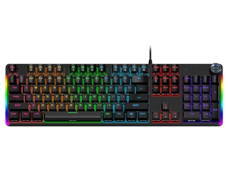 TAG Warrior 2.0 USB Mechanical Gaming Keyboard, 104 Keys, Rainbow RGB Backlight, Anti-Ghosting, 50 Million Keystrokes, Black
