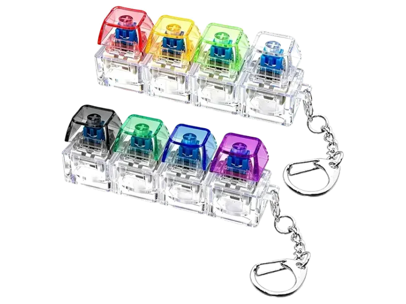 URM Mechanical Keyboard Switch Keychain for Adults & Kids | Transparent Clicky Fidget Keychain with Tactile Key Press | Portable Stress Relief Desk Toy | Acrylic Keyboard Button Key Ring | Pack of 1
