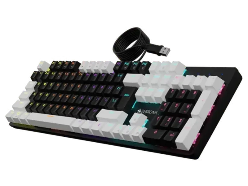 ZEBRONICS Zeb-Nitro Plus Full Size Mechanical Wireless Gaming Keyboard (Black/White) ( Brown Switch )