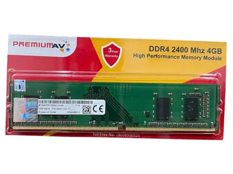 PremiumAV 4GB DDR4 2400MHz Desktop RAM | Fast Performance Memory for Intel & AMD PC | Reliable & Energy Efficient | Long-DIMM Form Factor | 3-Year Warranty