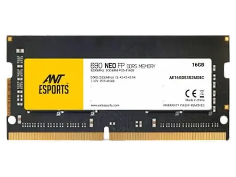 ANT ESPORTS 690 Neo FP 16GB (16GB x 1) 5200MHz DDR5 Laptop RAM (Black) ( CL42 )