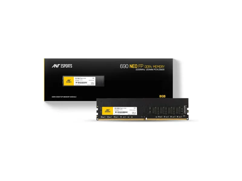 Ant Esports 690 NEO FP 8GB (1 * 8GB) DDR4 3200 MHz CL 22-22-22-52 U-DIMM Desktop Memory - AE8GD4U32M08C