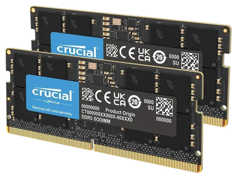 CRUCIAL 16GB KIT (2X8GB) DDR5-4800 SODIMM CL40 RAM CT2K8G48C40S5