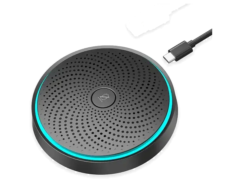USB Conference Room Microphone, 360° Omnidirectional Pickup Upto 10 Feet, Easy Plug & Play, One Key Mute, Windows Mac Compatible use to Call, Record, Podcast & Meetings (Button Mute)