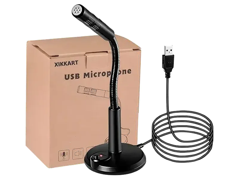XIKKART Mic for PC, USB Gaming Microphone, Noise Cancellation, Recording for Laptop, Desktop Mac, Plug and Play, Black (Under 1000)