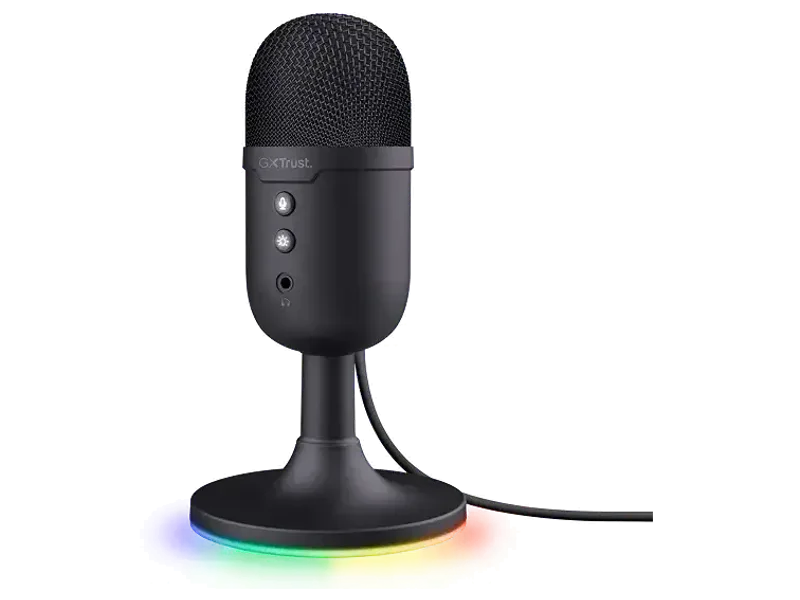 Trust Gaming GXT 236 Yami USB Condenser Streaming Microphone for Podcast, Twitch, Discord, ASMR, YouTube, PlayStation 5, Gaming Mic with Cardioid Recording Pattern, Mute Button, RGB Light - Black