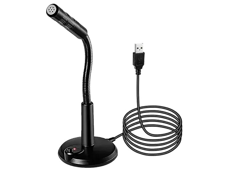 USB Microphone for PC, Laptop & Mac, Noise Cancelling Condenser Mic with 360° Gooseneck, LED Indicator, Plug & Play USB Desktop Microphone for Gaming, Podcast, YouTube, Zoom & Recording