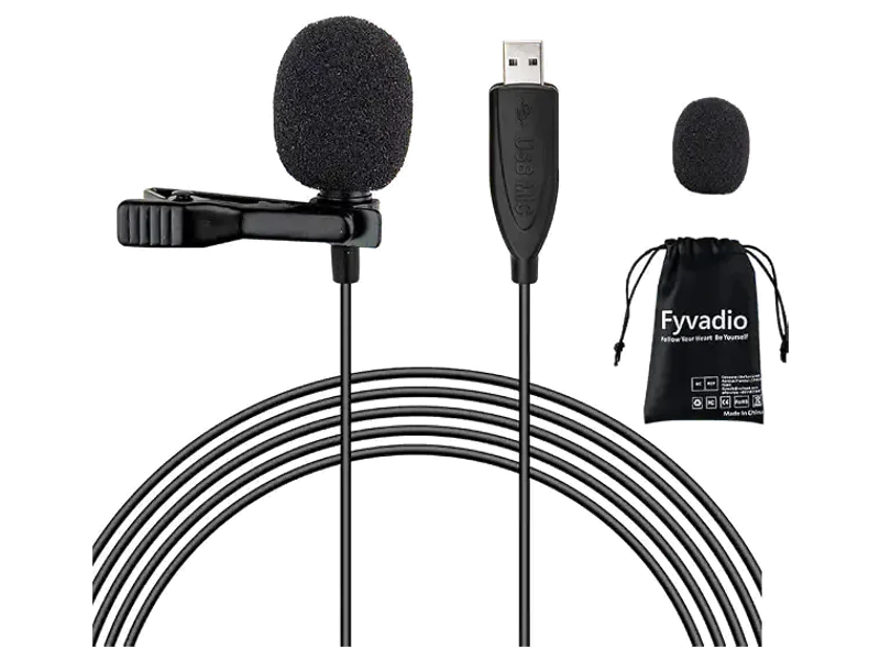 USB Lavalier Microphone, 6.6ft USB Microphone Plug & Play Omnidirectional Lapel Shirt Collar Clip on Mic for PC, Computer, Mac, Laptop, YouTube, Skype, Recording, Podcasting, Gaming