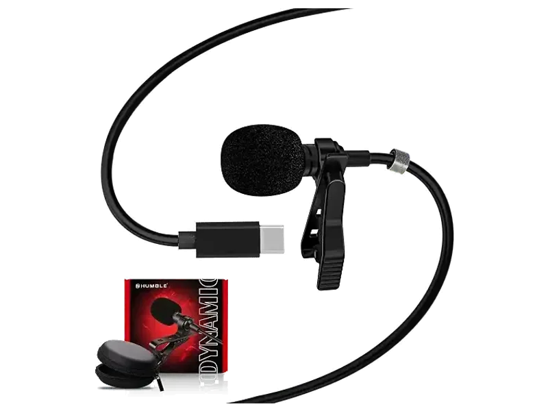 Humble® HB-C01 Lavalier Lapel Condenser Mic for Android, USB Type C Microphone for YouTube Vlogging Facebook Interview Livestream Video Recording and All(1.5 Meter) with Carrying Case