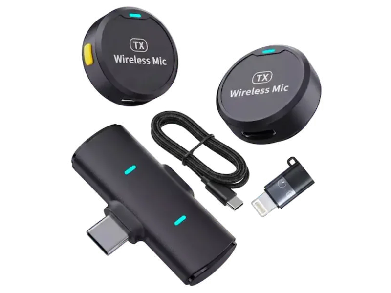Inner M1 Dual Wireless Lavalier Mic with USB-C & Lightning Support Microphone