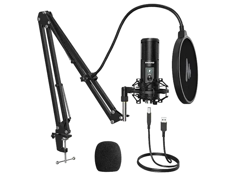 MAONO AU-PM421 Condenser USB Microphone, Professional Studio Recording Mic with 1-Touch Mute and Mic Gain Knob for PC, Singing, Podcast, Gaming, YouTube