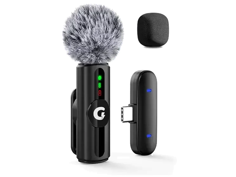 GRENARO Mic for YouTube Wireless, 3-Level Adjustable Noise Reduction Mic Wireless,S12 Wireless Microphone for Youtubers with LED Indicator Light (Single Channel Type-C Port Version)