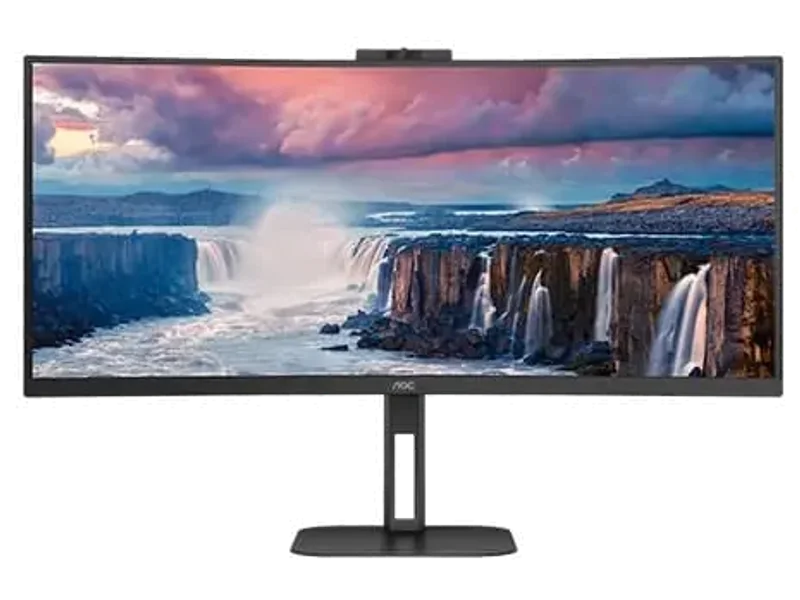 AOC CU34V5CWBK 34 Inch WQHD 100Hz VA Panel 121% SRGB 1MS Adaptive Sync Webcam Monitor