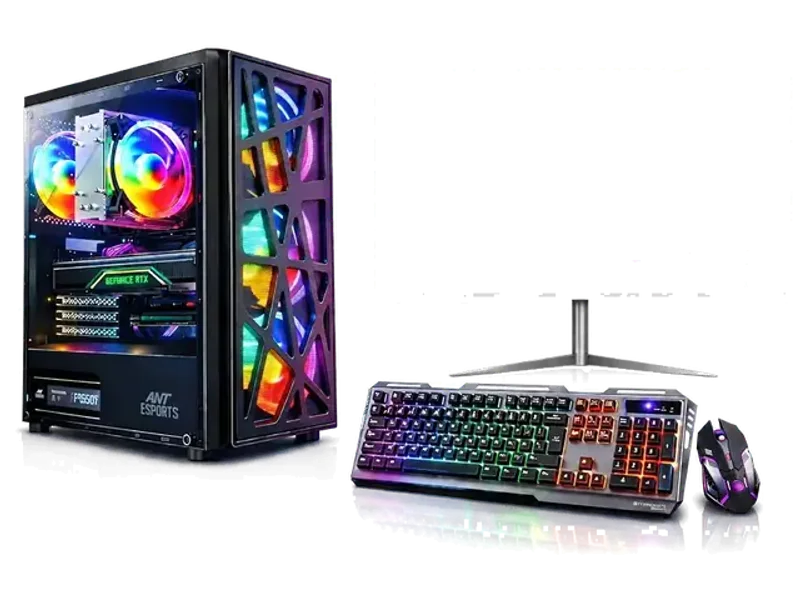 Premium Gaming Desktop Computer PC Set – Core i7 4770, 16GB RAM, 256GB SSD, HD Graphics 4600, 22-Inch Frameless LED Monitor, 4-Fan RGB Gaming Cabinet, RGB Keyboard Mouse, Wi-Fi, Windows 11 Pro