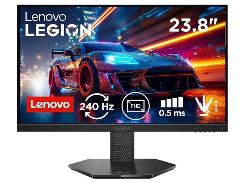 Lenovo Legion 24-10, 24 Inch (60.45cm) IPS Full HD Gaming Monitor, 240Hz, 0.5ms, AMD FreeSync Premium, NVIDIA G-Sync, 99% sRGB, Dual HDMI, Display Port, Tilt, Swivel, Pivot, Height Adjust, Black