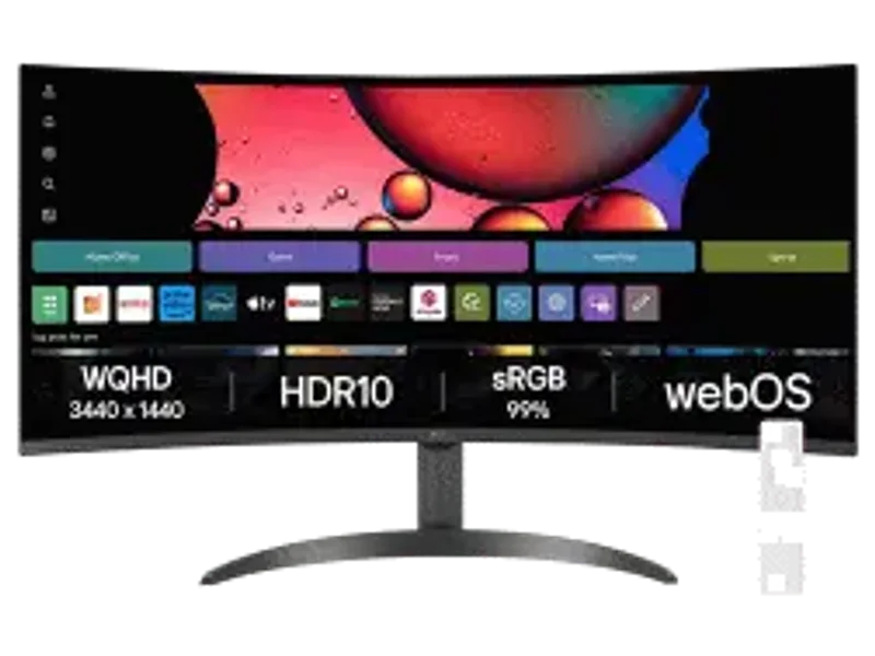 LG Smart 34 inch 21:9 Curved WQHD (3440x1440) with webOS (34SR60QC)