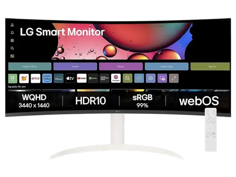 LG 34SR65QC-W 34 INCHES CURVED ULTRAWIDE WQHD SMART MONITOR, WHITE