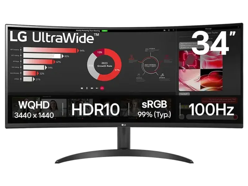 LG 34 INCHES CURVED ULTRA WIDE WQHD MONITOR, BLACK- 34WR50QK-B