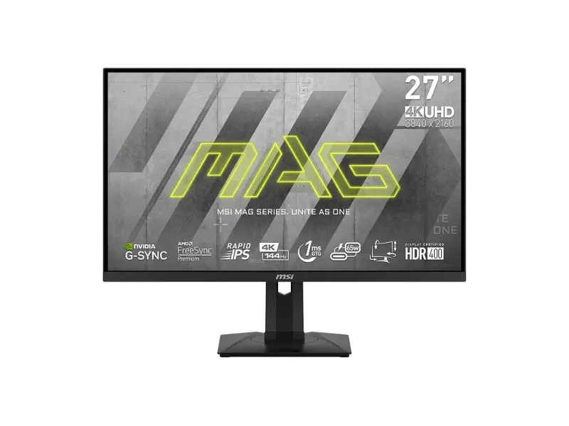 MSI MAG 274UPF 27 Inch 4K UHD Esports Gaming Monitor - 3840 x 2160 IPS Panel, 144 Hz / 1ms, G-SYNC Compatible, Adjustable Stand/VESA - Display Port 1.4a & HDMI 2.1 & Type C Port