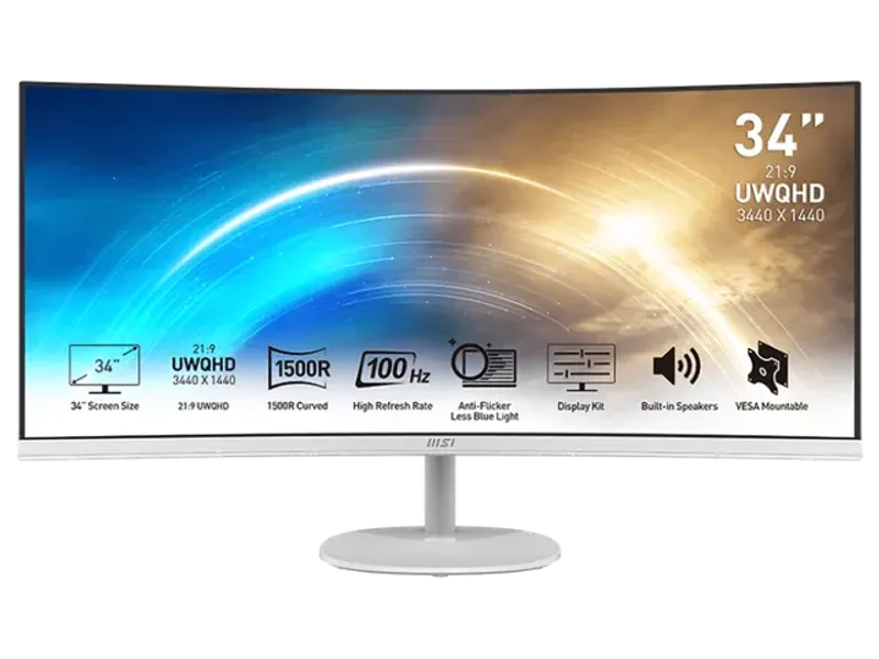 MSI PRO MP341CQW 34- INCH 2K UWQHD MONITOR WHITE