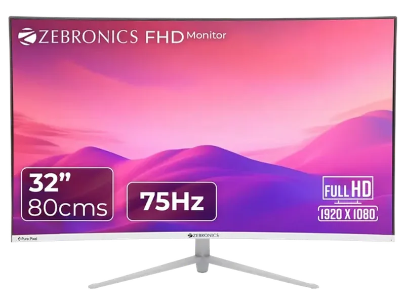 ZEBRONICS AC32FHD LED CURVED 75HZ 80CM (32 INCH) (81.28 CM) 1920X1080 PIXELS FHD RESOLUTION MONITOR