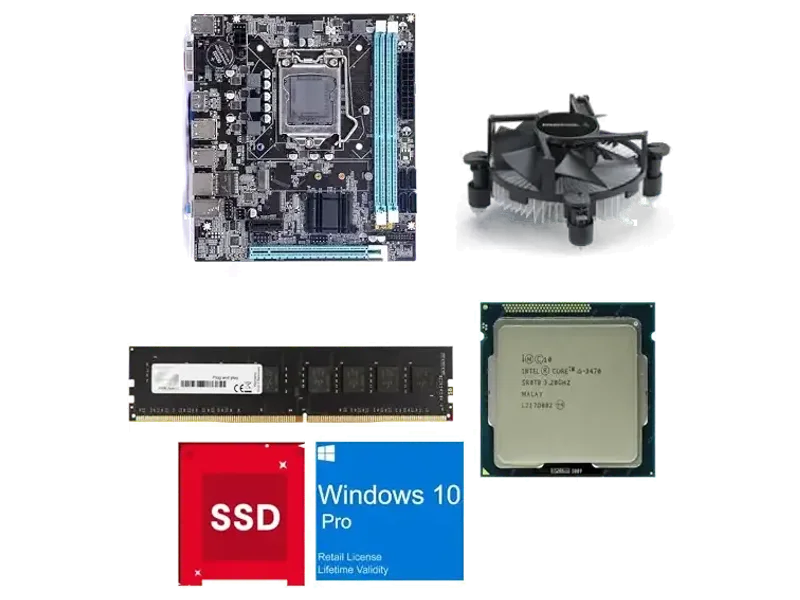 H61 Motherboard Assembled Combo with Processor i5 3470s/3570/3330s 2.90Ghz-3.80GHz + 8GB DDR3 RAM + CPU Fan+ 128Gb SSD (Windows 10 Digital Activated) (2 Year Replacement Warranty)